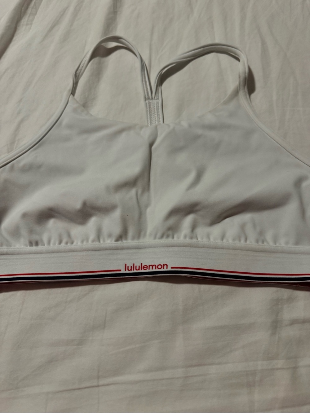 lululemon athletica White Sports Bra with Red & Black Trim